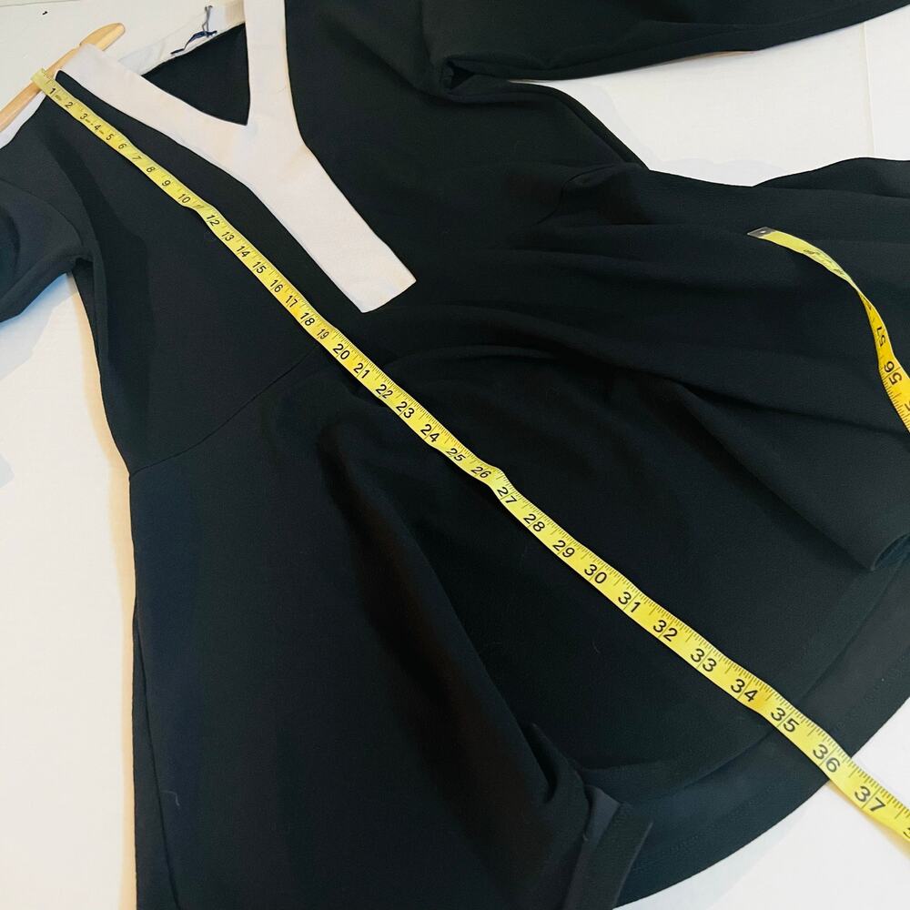 Zara Colorblock Flare Hem Long Sleeve Dress Size M Medium Black - Picture 7 of 8